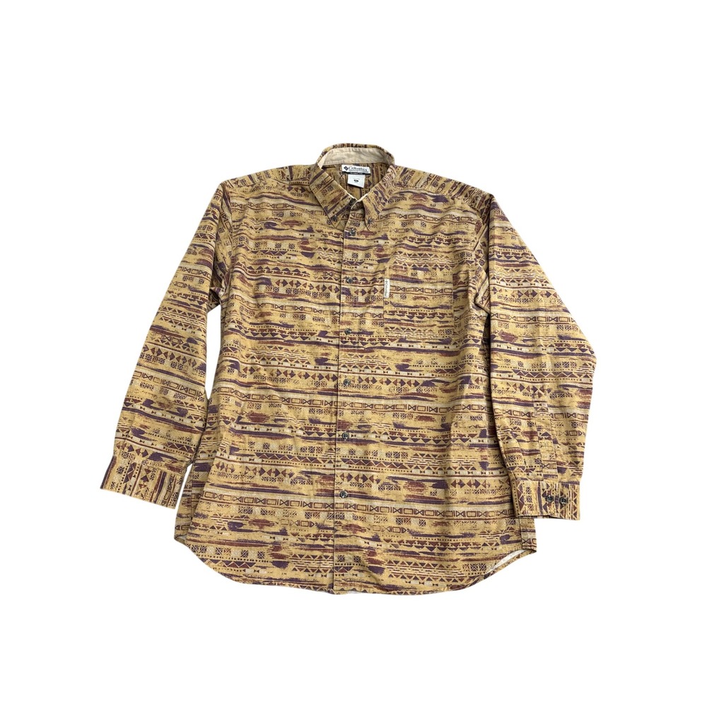 Columbia Sportswear Mens XL Long Sleeve Cotton Tribal Geometric Shirt AM7395